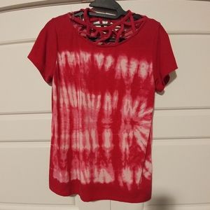 Tie die with cris cross blouse